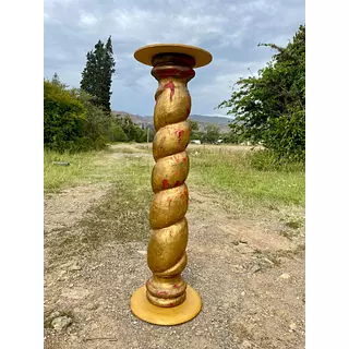 Columna Salomónica Colonial De Madera - Colombia 1850