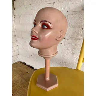 Cabeza De Maniquí Antiguo Base Elongable - U.S.A. 1950