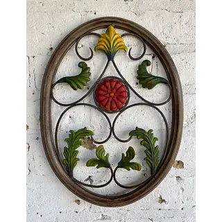 Aplique Ovalado Con Arabescos Hojas Y Rosetón