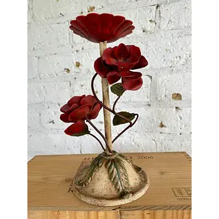 Candelabro Flores Y Hojas Metálicas - U.S.A. 1970