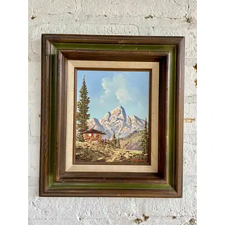 Oleo Original "Mountain Scene" 1950 Firmado Por Peter Haller