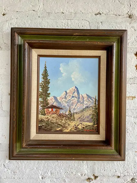 Oleo Original "Mountain Scene" 1950 Firmado Por Peter Haller
