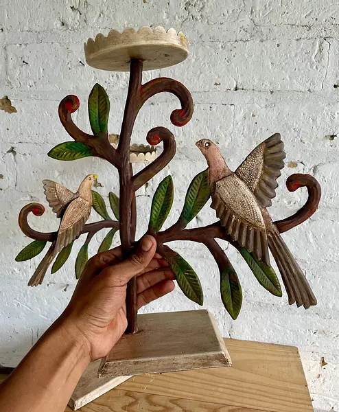 Candelabros Metálicos Con Pájaros Sobre Ramas