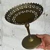 Plato De Bronce Festoneado Con Pedestal - India 1980