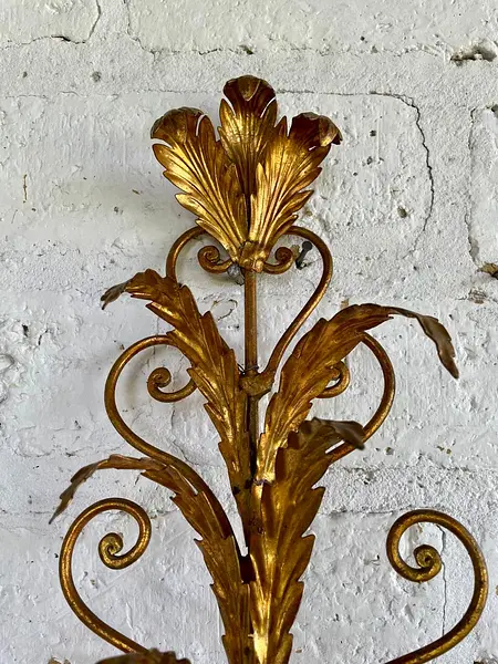 Candelabro Florentino De Pared 3 Velas - Italia 1960