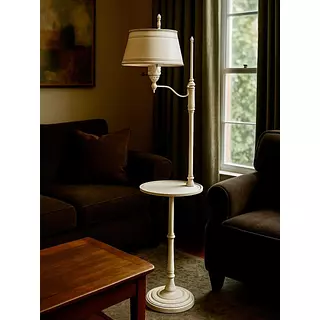 Lámpara Con Mesa Toleware - U.S.A. 1960