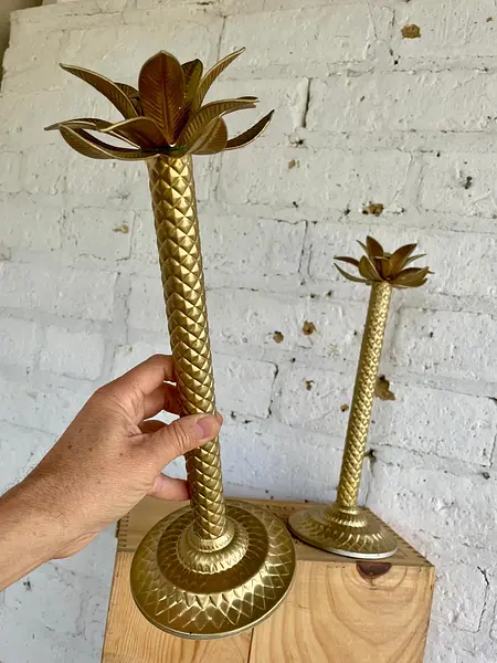 Pareja De Candelabros Con Forma De Palmera - 1980