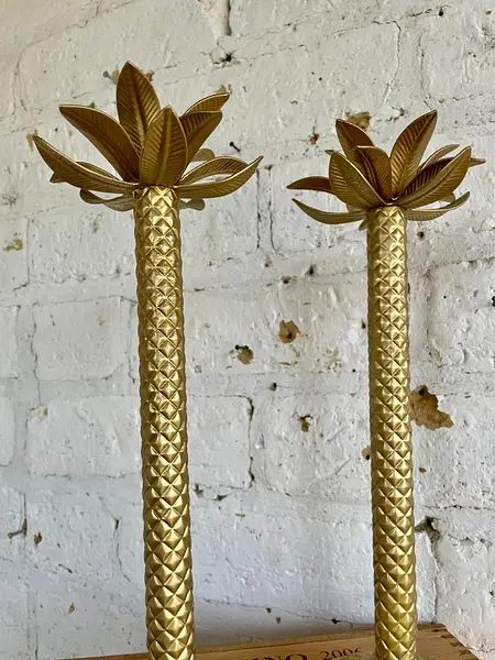 Pareja De Candelabros Con Forma De Palmera - 1980