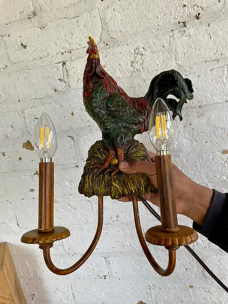Lámpara 2 Luces Con Diseño De Gallo