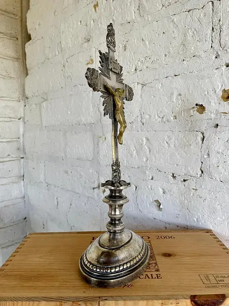 Crucifijo De Mesa Francés S Xix