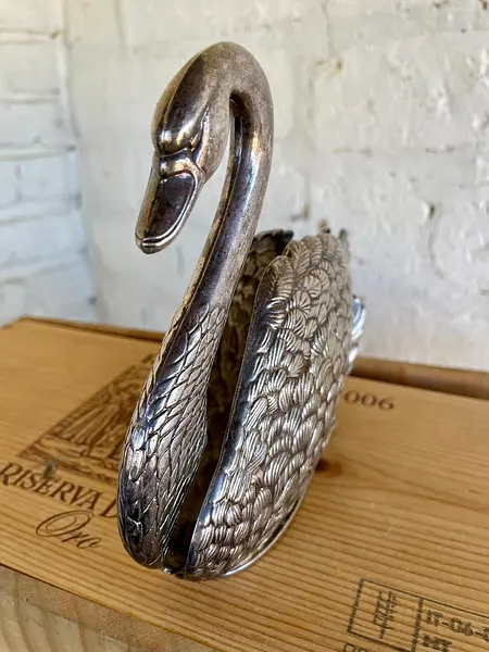 Servilletero Plateado En Forma De Cisne - Italia 1983