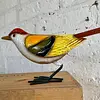 Pájaro Amarillo En Lámina Metálica Gruesa