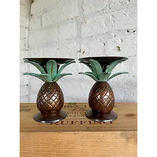 Pareja Candeleros Con Forma De Piña - India 1995