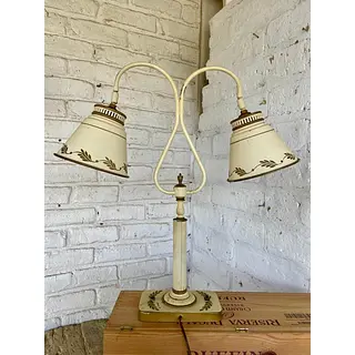 Lámpara Doble Caperuza Toleware - U.S.A. 1960