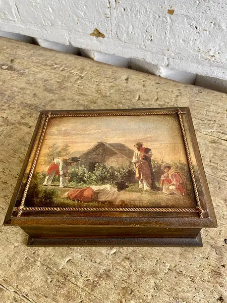 Caja Artesanal De Madera Con Compartimentos - Uruguay 2000