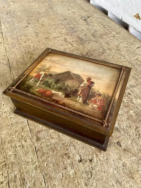 Caja Artesanal De Madera Con Compartimentos - Uruguay 2000