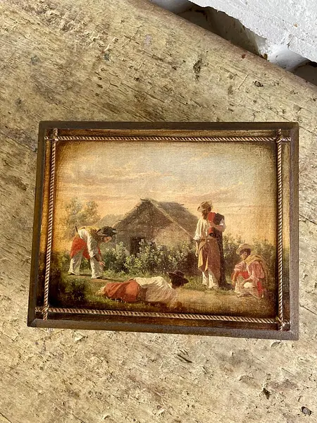 Caja Artesanal De Madera Con Compartimentos - Uruguay 2000