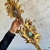 Candelabro Madera Dorado 2 Velas - Italia 1950