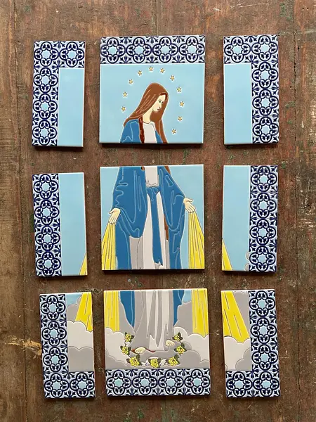 Azulejo Virgen Milagrosa Con Marco 40 X 60 Cm
