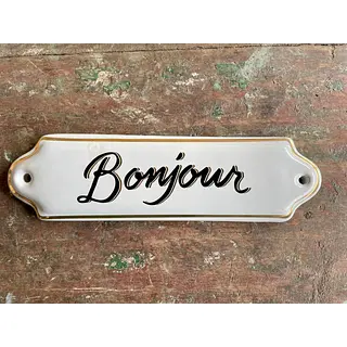 Letrero "Bonjour" 23,5 X 6,5 Cm.
