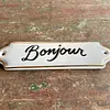 Letrero "Bonjour" En Porcelana