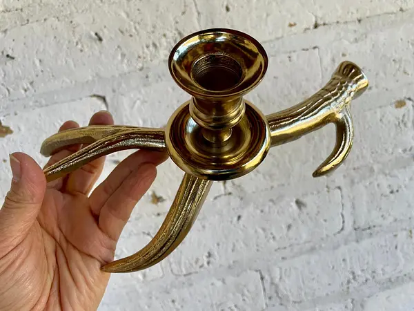 Candelabro Metálico Dorado Cacho De Venado