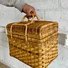 Canasta Vintage De Picnic En Ratán Estilo Francés