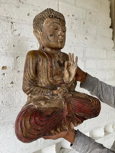 Buda De Madera Asiático - Vietnam 1890 - 1900