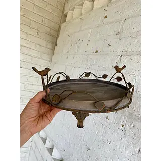 Bandeja Redonda Rústica Con Ramas Y Pájaros