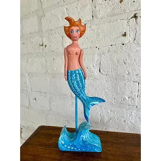 Sirena Artesanal Tallada En Madera