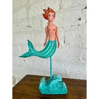Sirena Artesanal Tallada En Madera