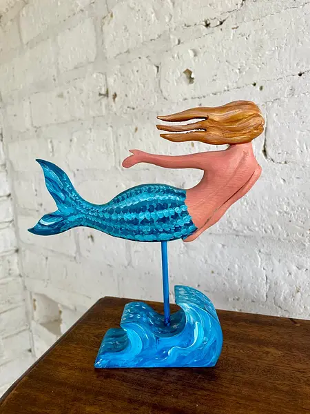 Sirena Artesanal Tallada En Madera