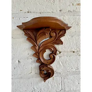 Repisa Tallada En Madera Hojas De Acanto - Ecuador 1990