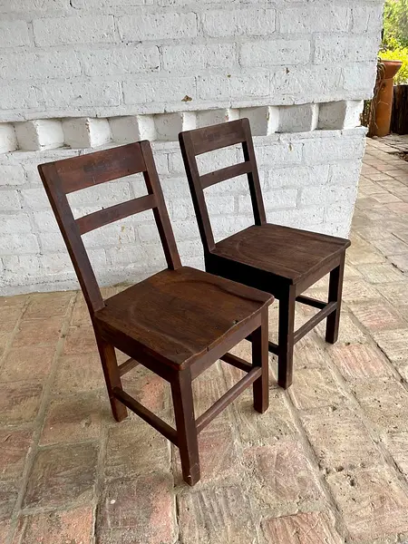 Pareja De Butacas En Madera Maciza - Colombia 1980