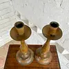Pareja Candelabros Pintura Desgastada - India 1980