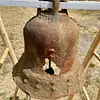 Campana Antigua De Hierro Fundido Decoración Vintage Rústica