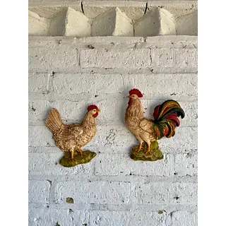 Gallo Y Gallina En Resina Plástica Homco - Usa 1970