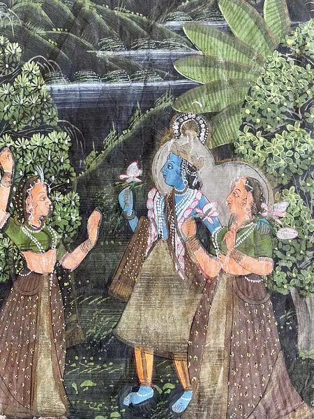 Pintura Pichwai Sobre Seda - India 1950