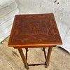 Mesa De Madera Cuero Repujado - Perú 1960
