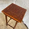 Mesa De Madera Cuero Repujado - Perú 1960