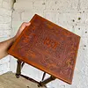 Mesa De Madera Cuero Repujado - Perú 1960