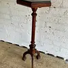 Mesa Columna Madera Tallada Y Granito - Colombia 1960