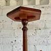 Mesa Columna Madera Tallada Y Granito - Colombia 1960