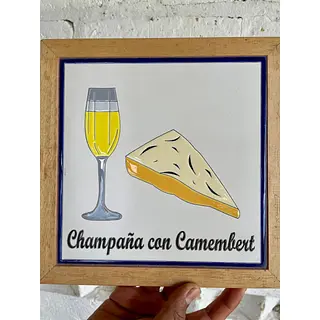 Bandeja Quesos Azulejo Y Marco De Madera