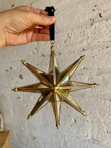 Estrella De 8 Puntas Dorada Con Espejos