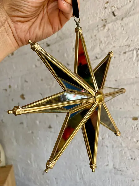 Estrella De 8 Puntas Dorada Con Espejos
