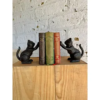 Tranca Libros X 2 Figura De Gato En Hierro Fundido