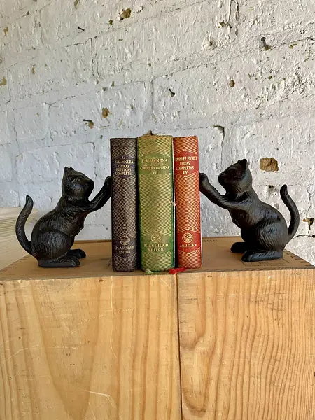 Tranca Libros X 2 Figura De Gato En Hierro Fundido