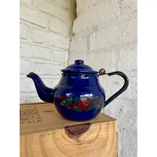 Tetera Mini Esmaltada Con Diseño De Flores - Colombia 1960