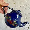 Tetera Mini Esmaltada Con Diseño De Flores - Colombia 1960
